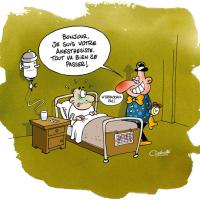 Dessin sur les clowns à l'hôpital extrait de l'album 100 œuvres pour un centenaire