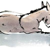 Croquis rapide à l'encre de Chine et aquarelle